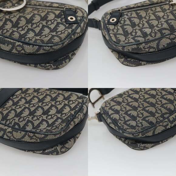 DIOR Trotter Canvas Shoulder Bag Navy Silver - Picture 10 of 12